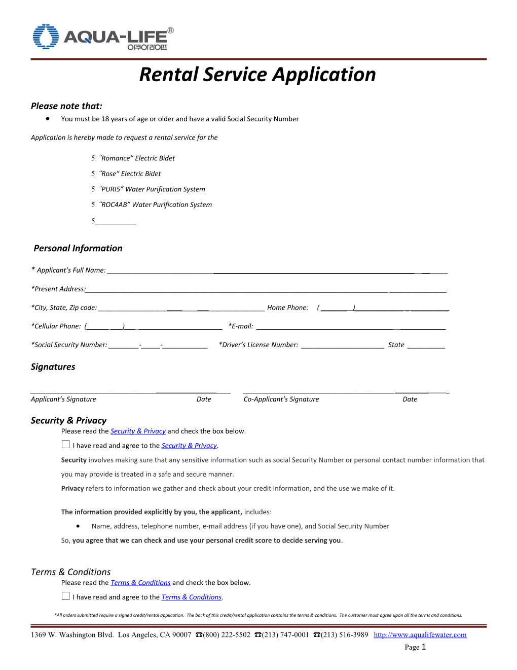 Rental Service Application