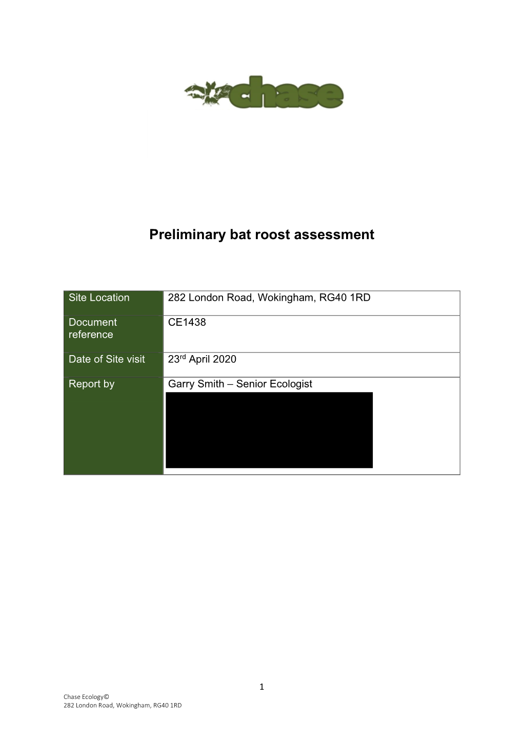 Preliminary Bat Roost Assessment