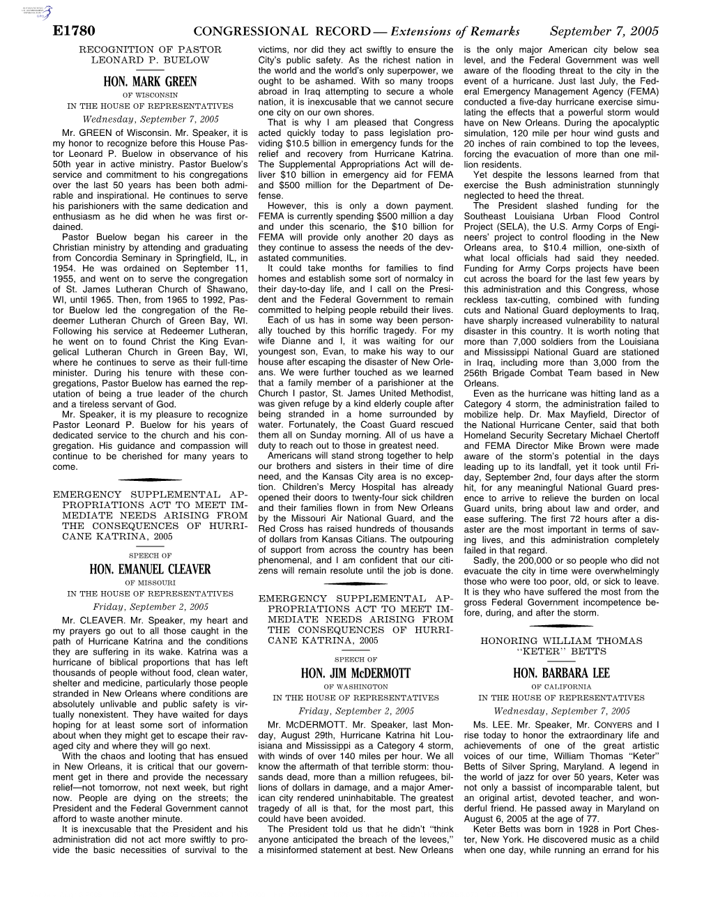 CONGRESSIONAL RECORD— Extensions of Remarks E1780 HON