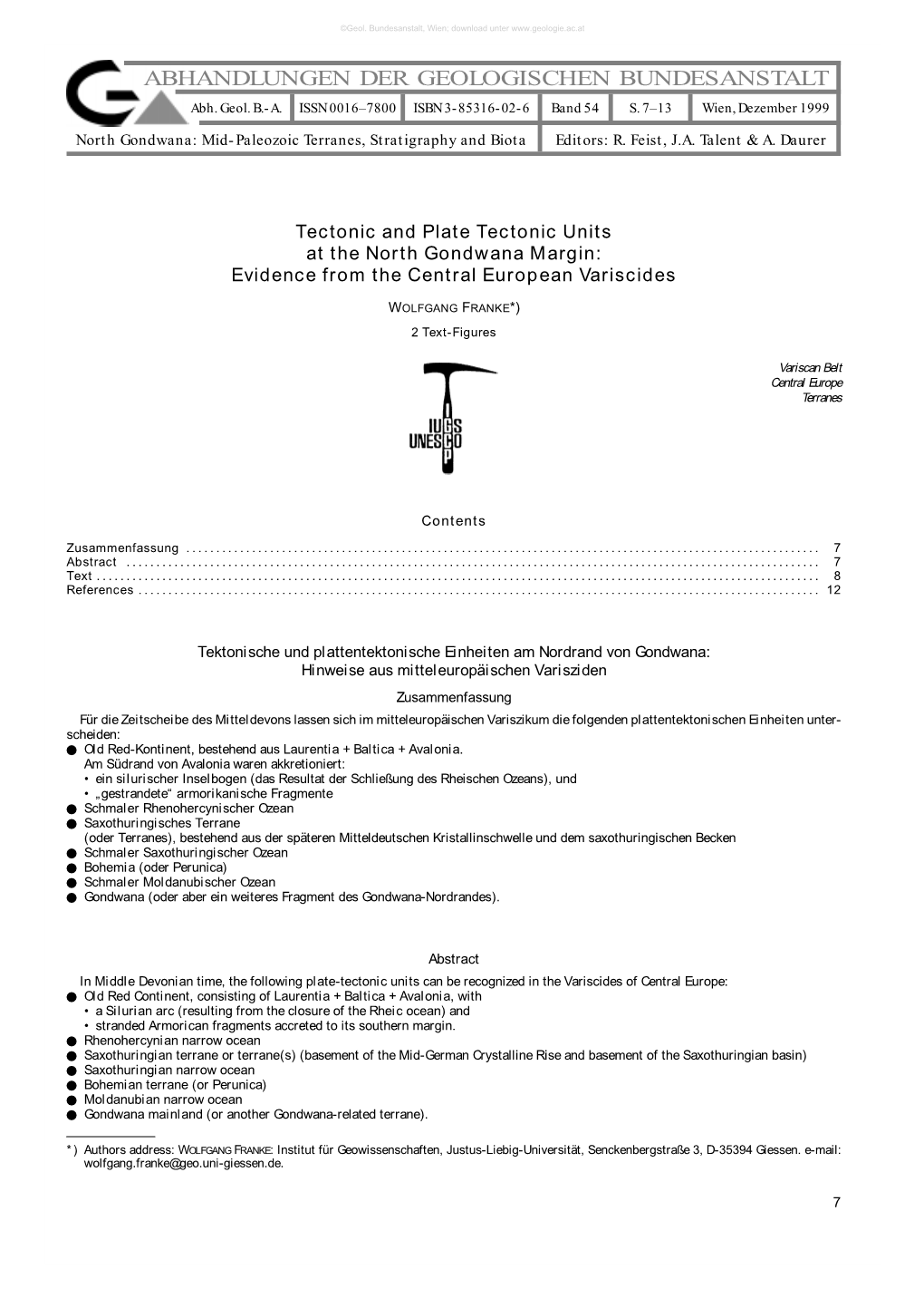 ABHANDLUNGEN DER GEOLOGISCHEN BUNDESANSTALT Abh