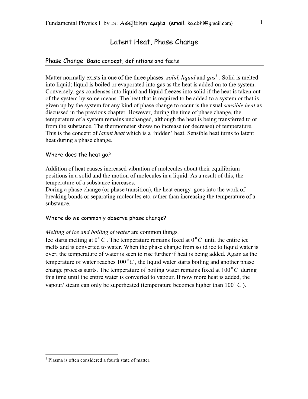 Latent Heat, Phase Change