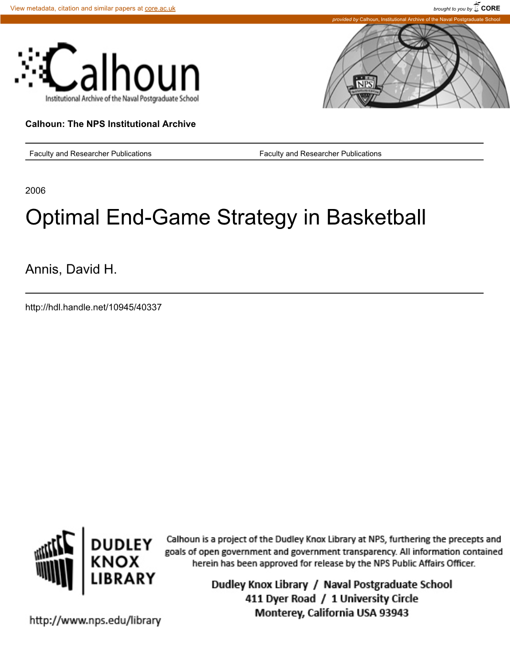 Optimal End-Game Strategy in Basketball