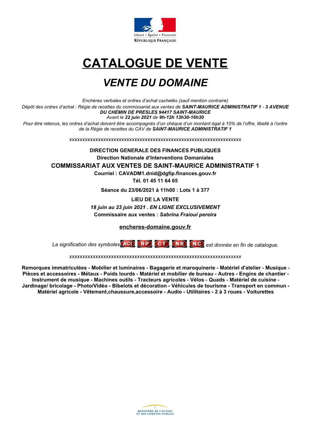 Catalogue De Vente Vente Du Domaine