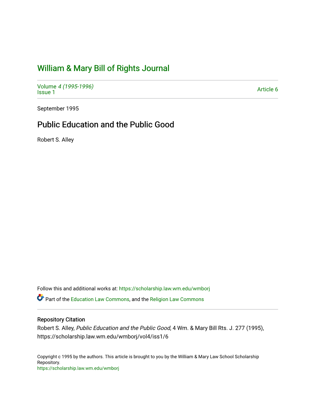 Public Education and the Public Good