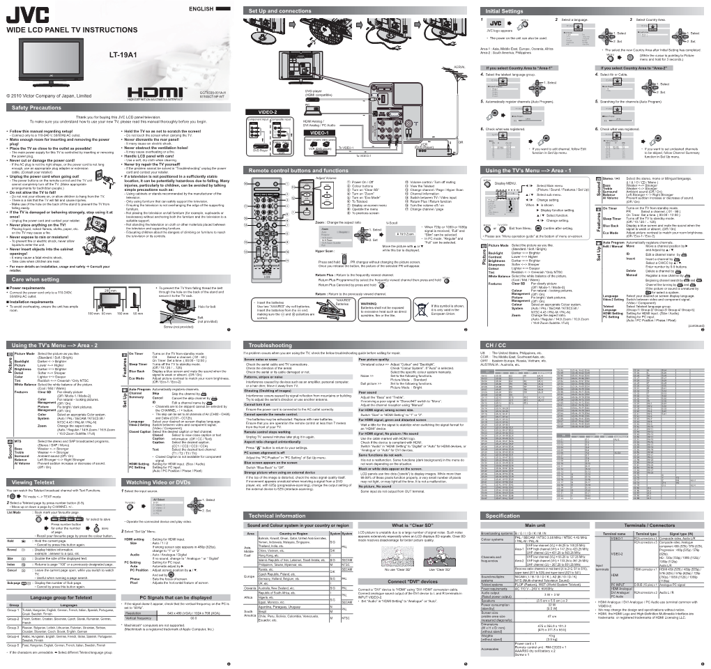 Wide Lcd Panel Tv Instructions Lt-19A1