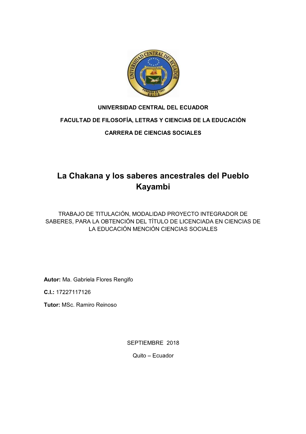 La Chakana Y Los Saberes Ancestrales Del Pueblo Kayambi