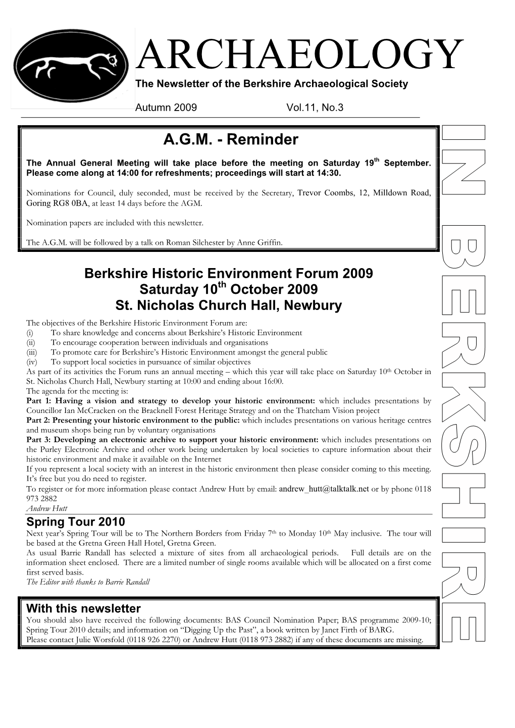 ARCHAEOLOGY the Newsletter of the Berkshire Archaeological Society