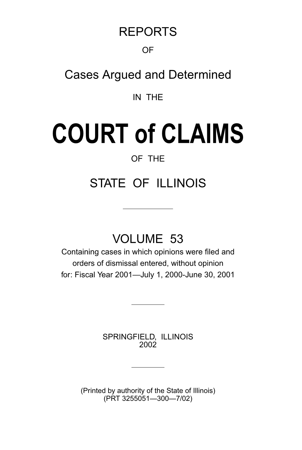 Volumes of the Court