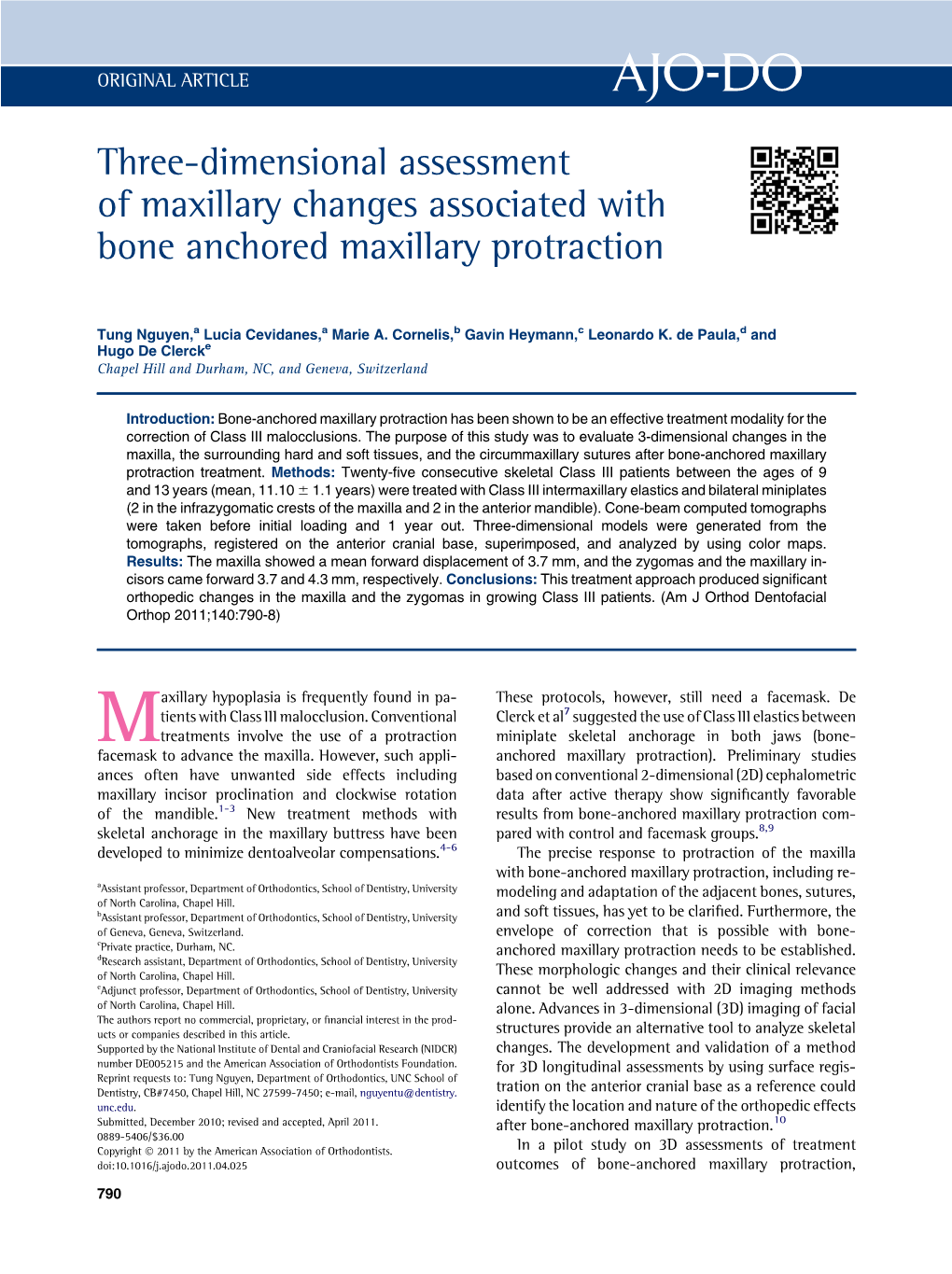 Maxillary Changes Associated with Bone Anchored Maxillary Protraction