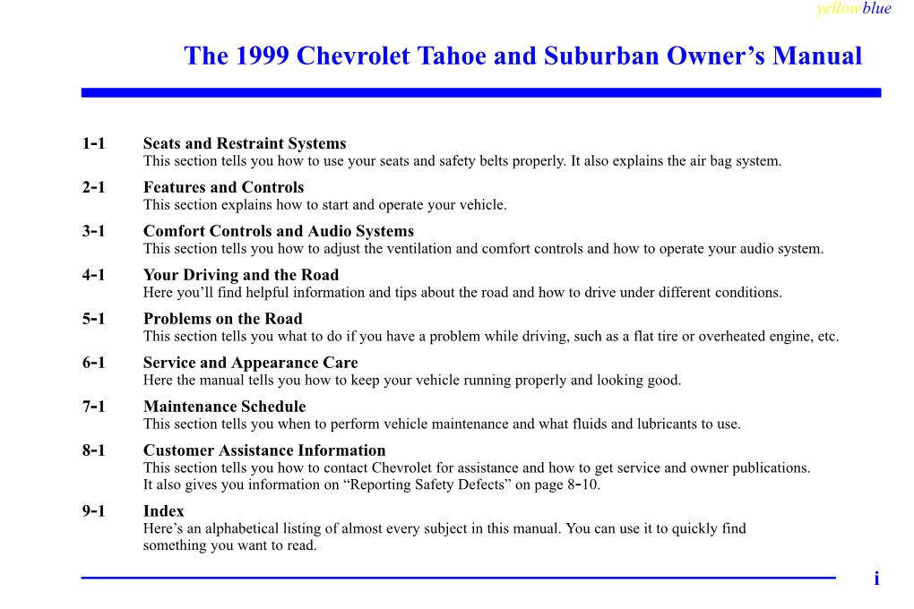 1999 Chevrolet Tahoe Owner's Manual