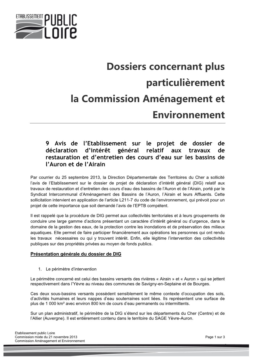 Dossiers Concernant Plus Particulièrement La Commission Aménagement Et Environnement