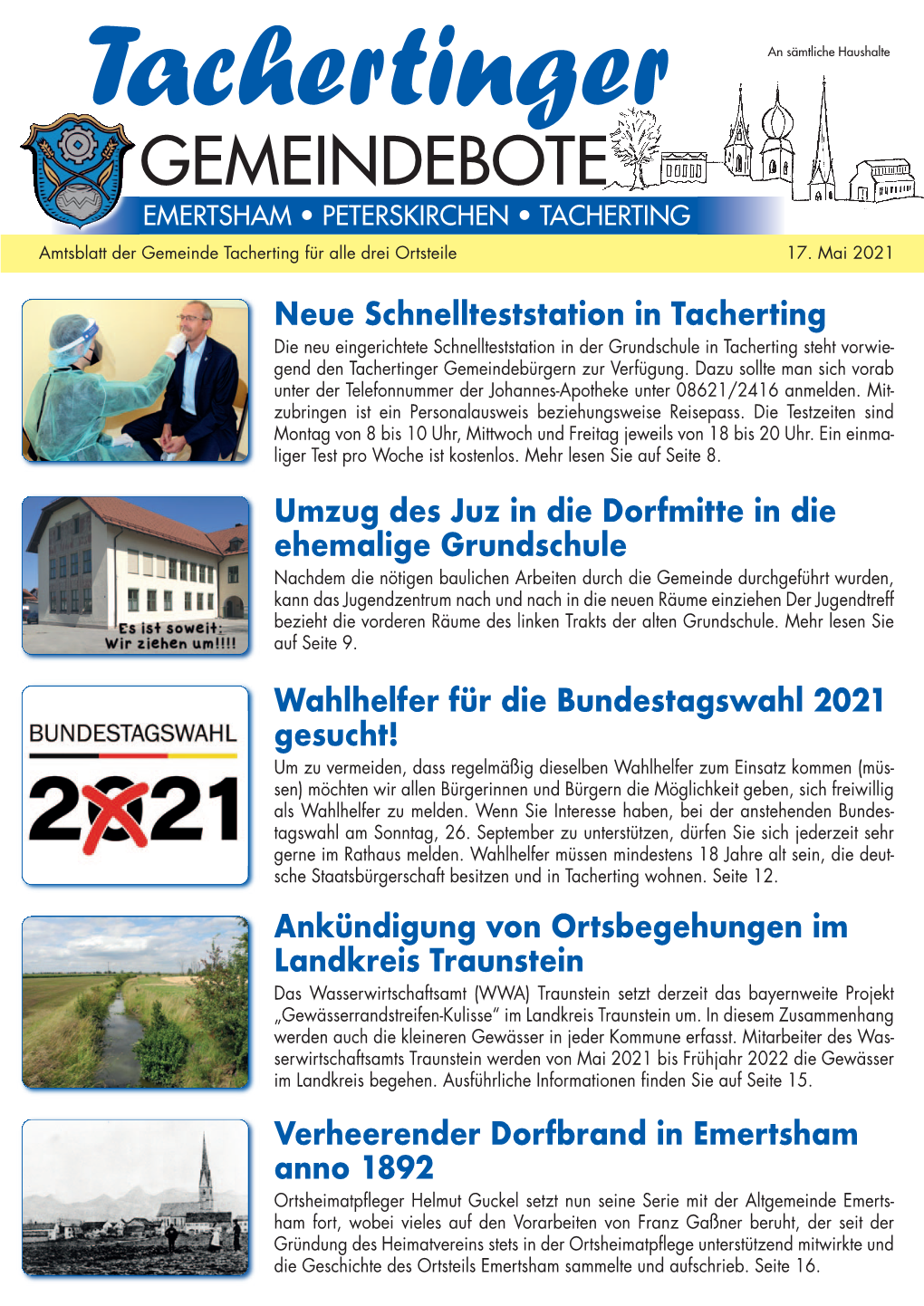 GEMEINDEBOTE EMERTSHAM • PETERSKIRCHEN • TACHERTING Amtsblatt Der Gemeinde Tacherting Für Alle Drei Ortsteile 17
