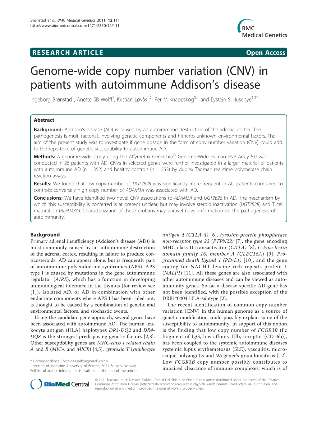 Genome-Wide Copy Number Variation (CNV)