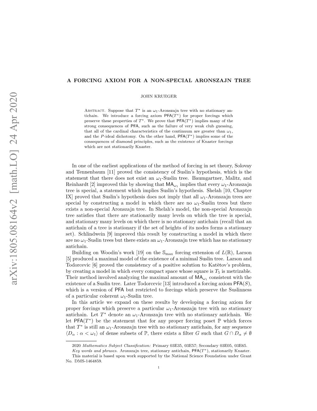 Arxiv:1805.08164V2 [Math.LO]