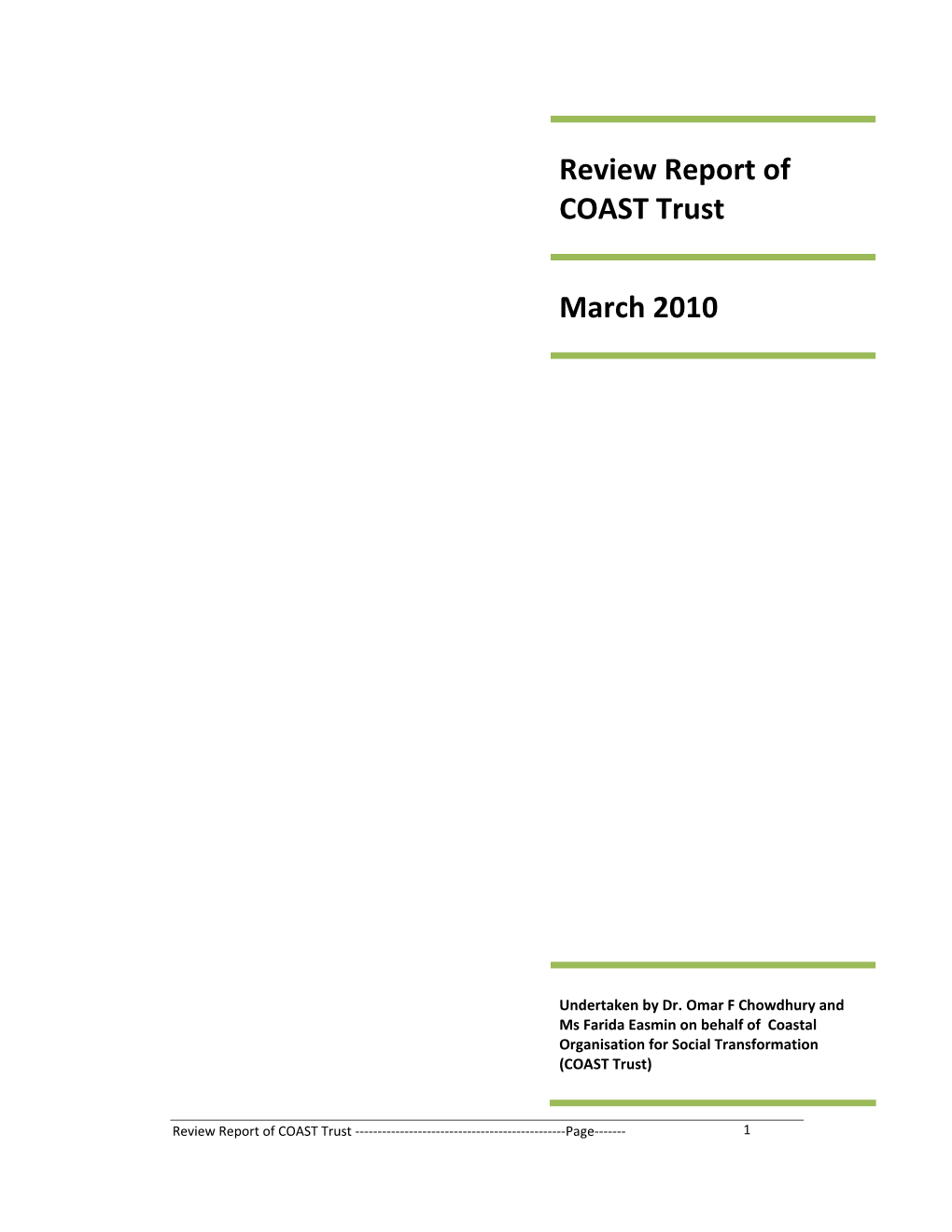 Review Report of COAST Trust March 2010