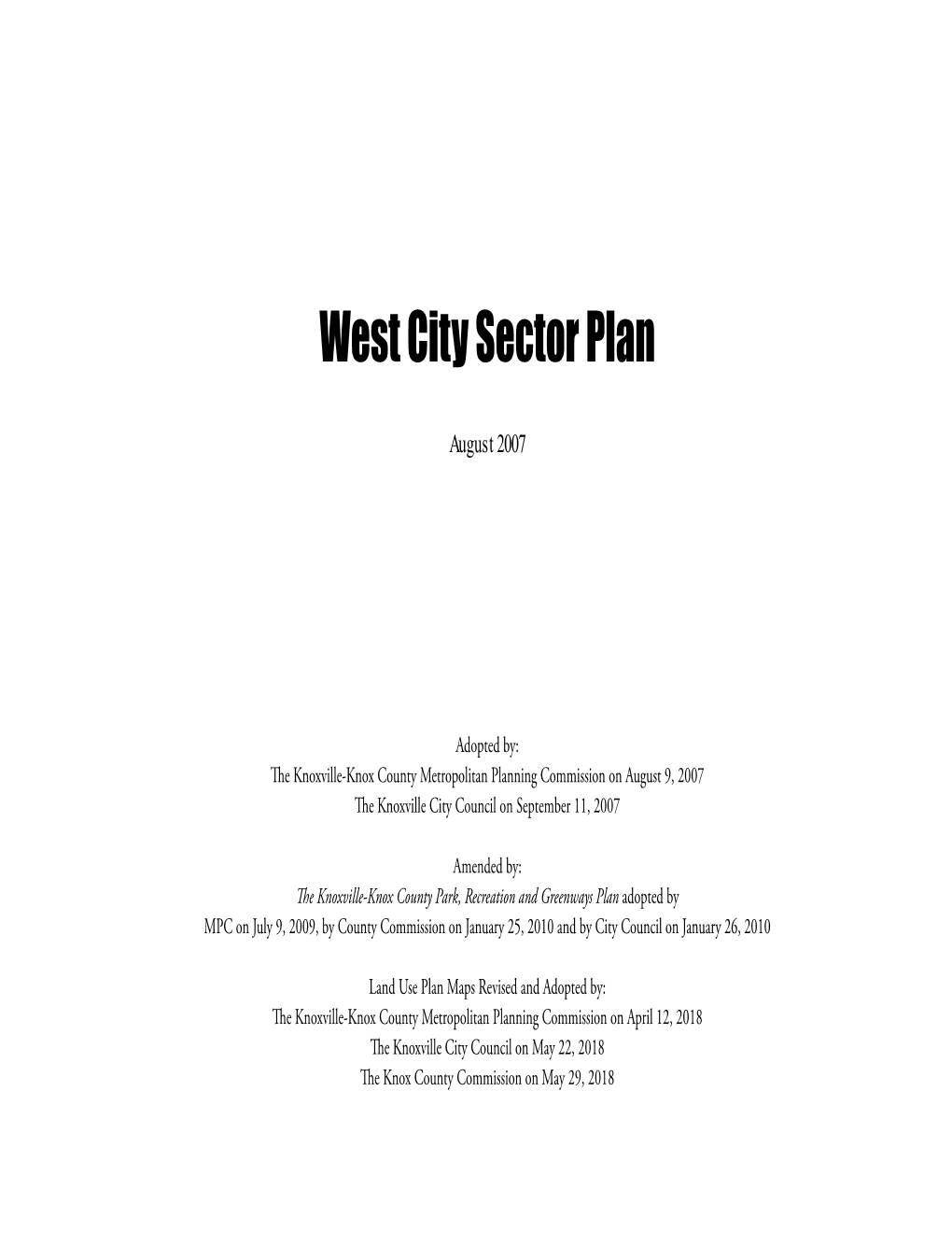 West City Sector Plan