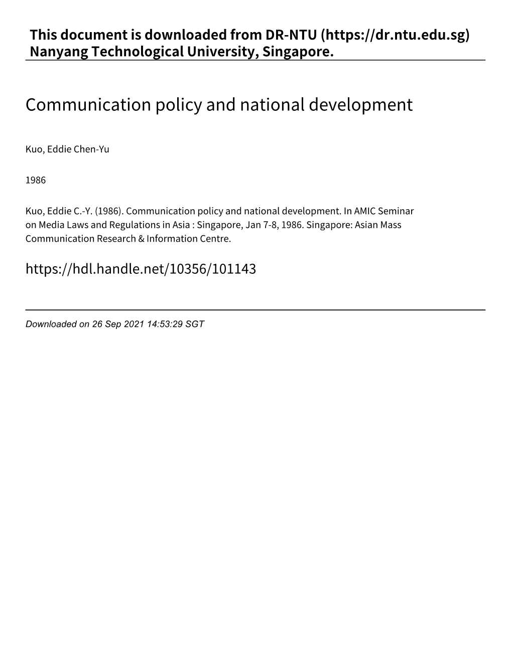 Communication Policy and National Development