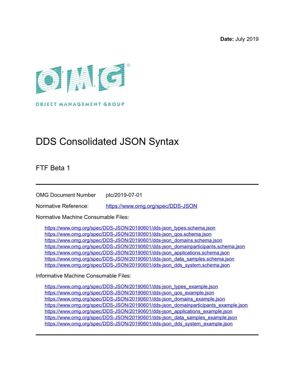 DDS Consolidated JSON Syntax
