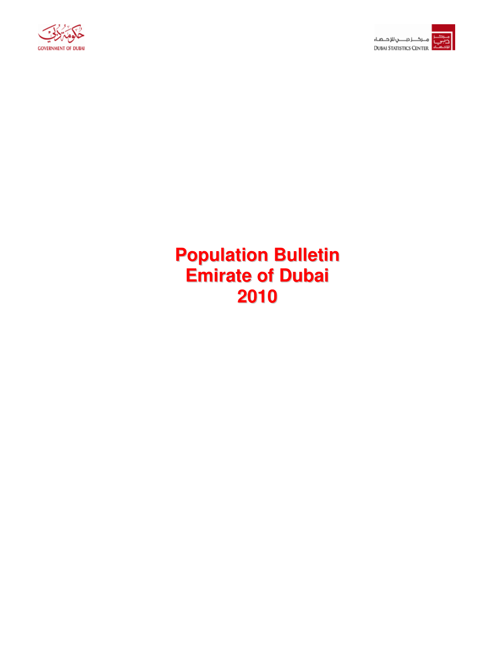 Population Bulletin Emirate of Dubai 2010