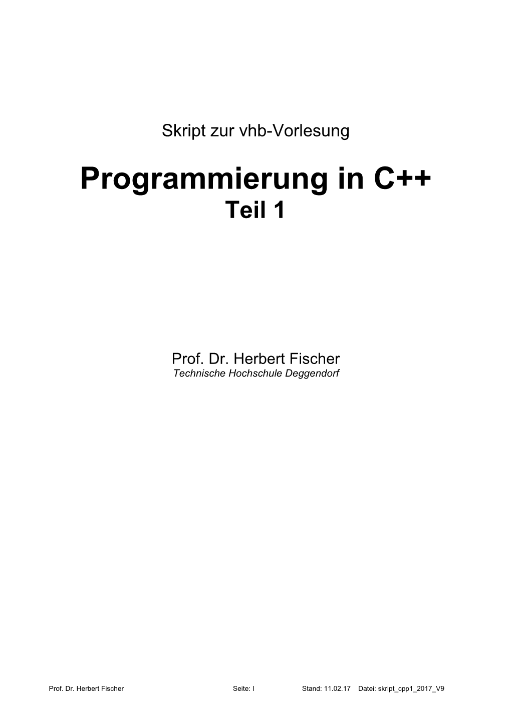 Programmierung in C++ Teil 1