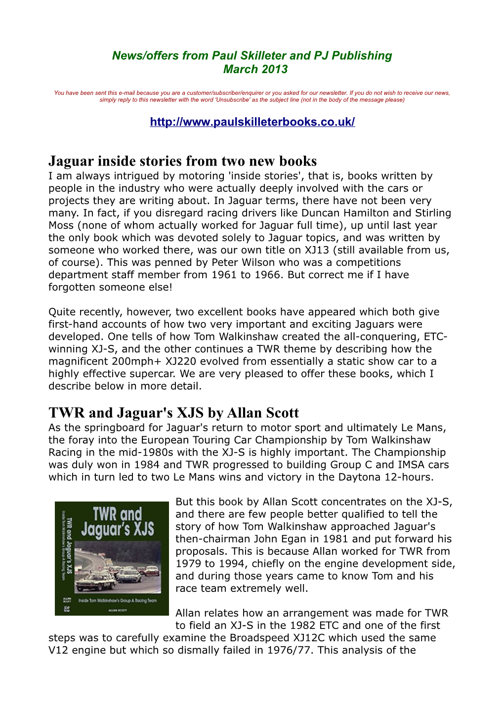 Jaguar Inside Stories from Two New Books TWR and Jaguar's XJS by Allan Scott