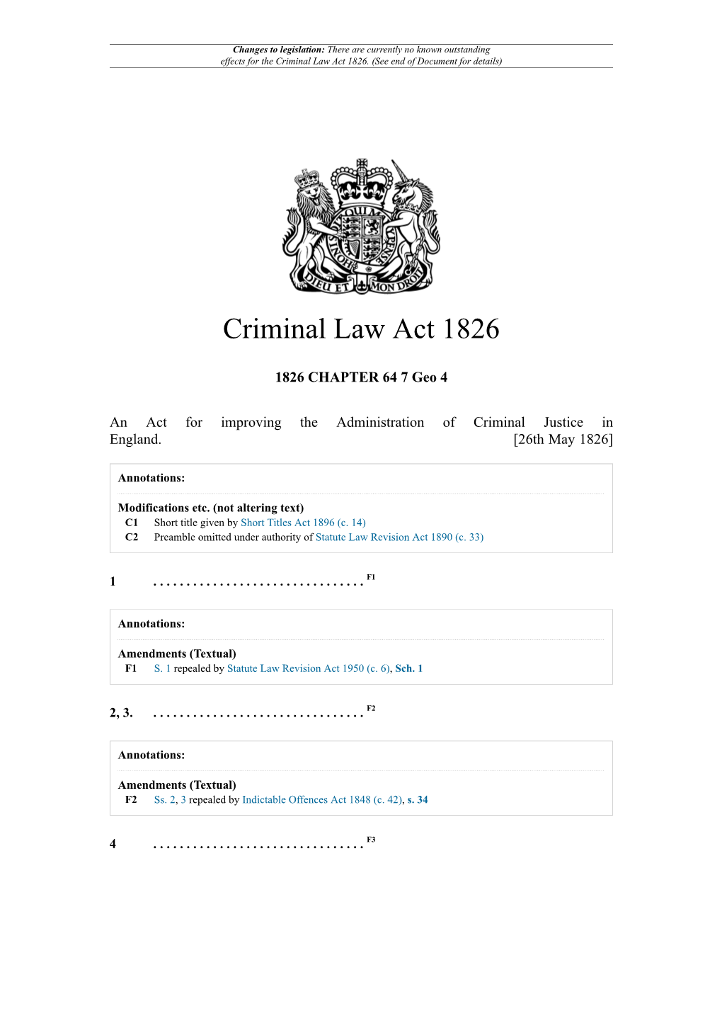 Criminal Law Act 1826