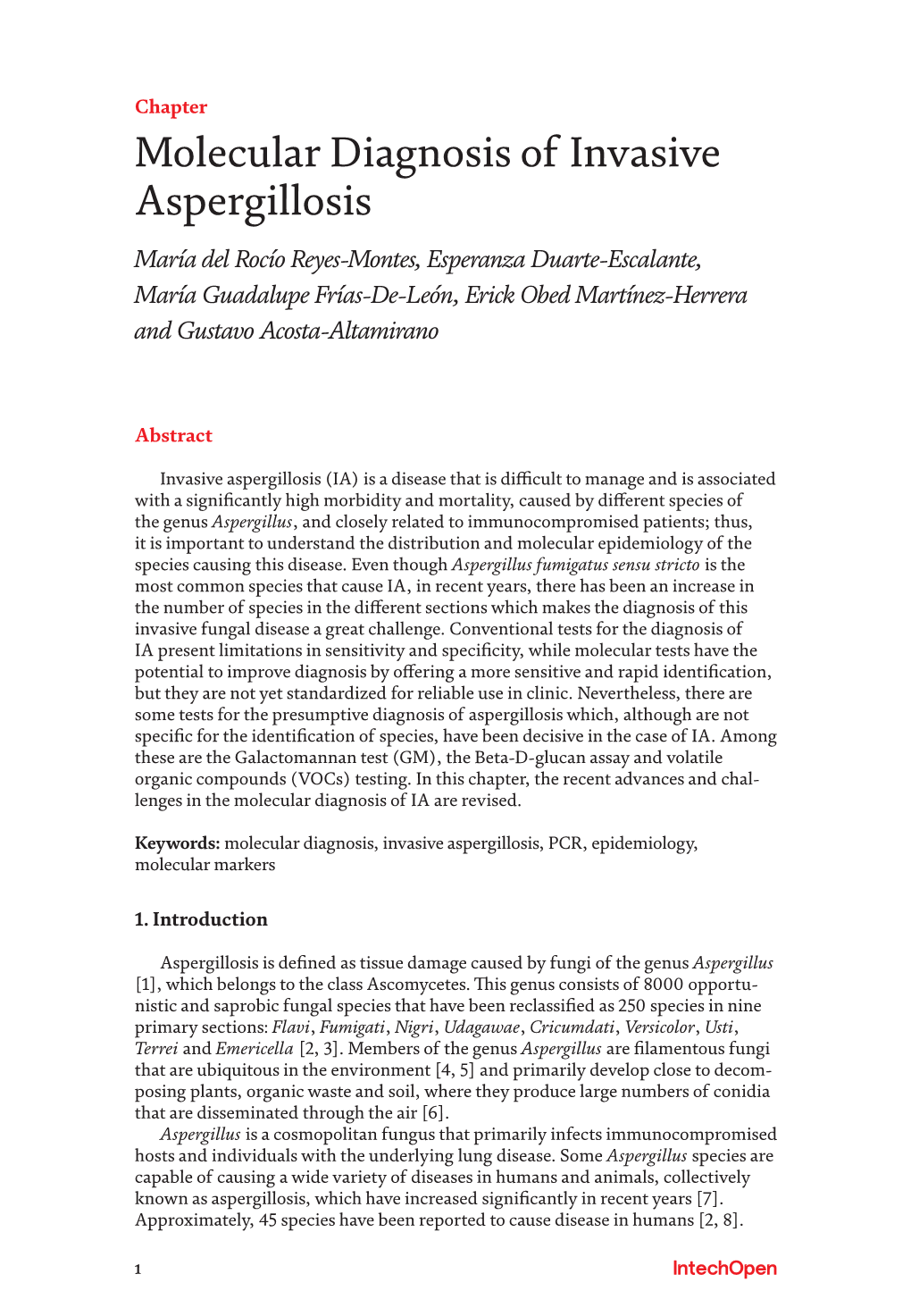 Molecular Diagnosis of Invasive Aspergillosis