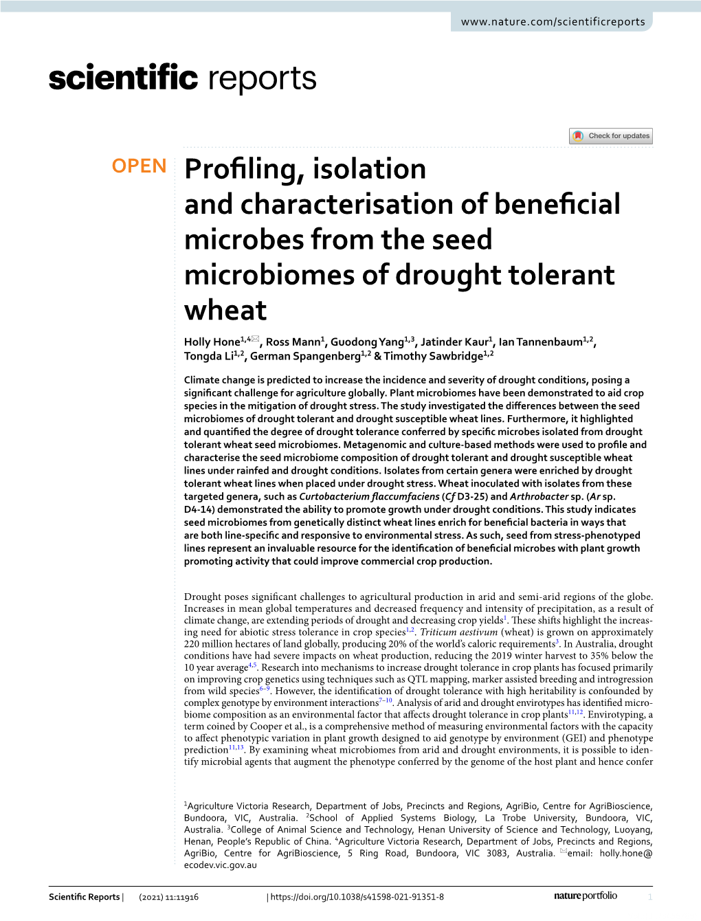 Profiling, Isolation and Characterisation of Beneficial