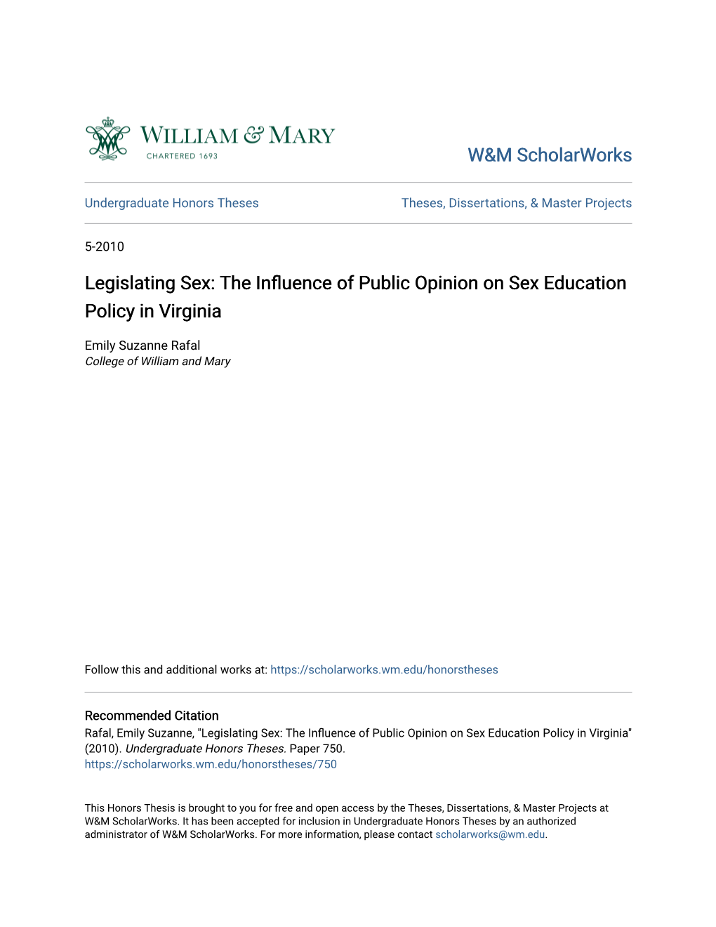 The Influence of Public Opinion on Sex Education Policy in Virginia