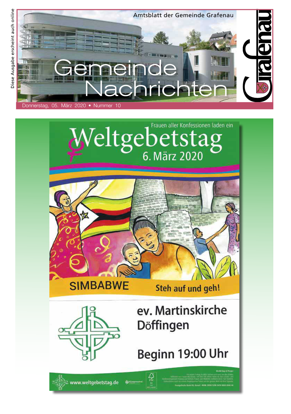 Gemeinde Nachrichten Amtsblatt Dergemeindegrafenau 2 Nummer 10 • Donnerstag 05