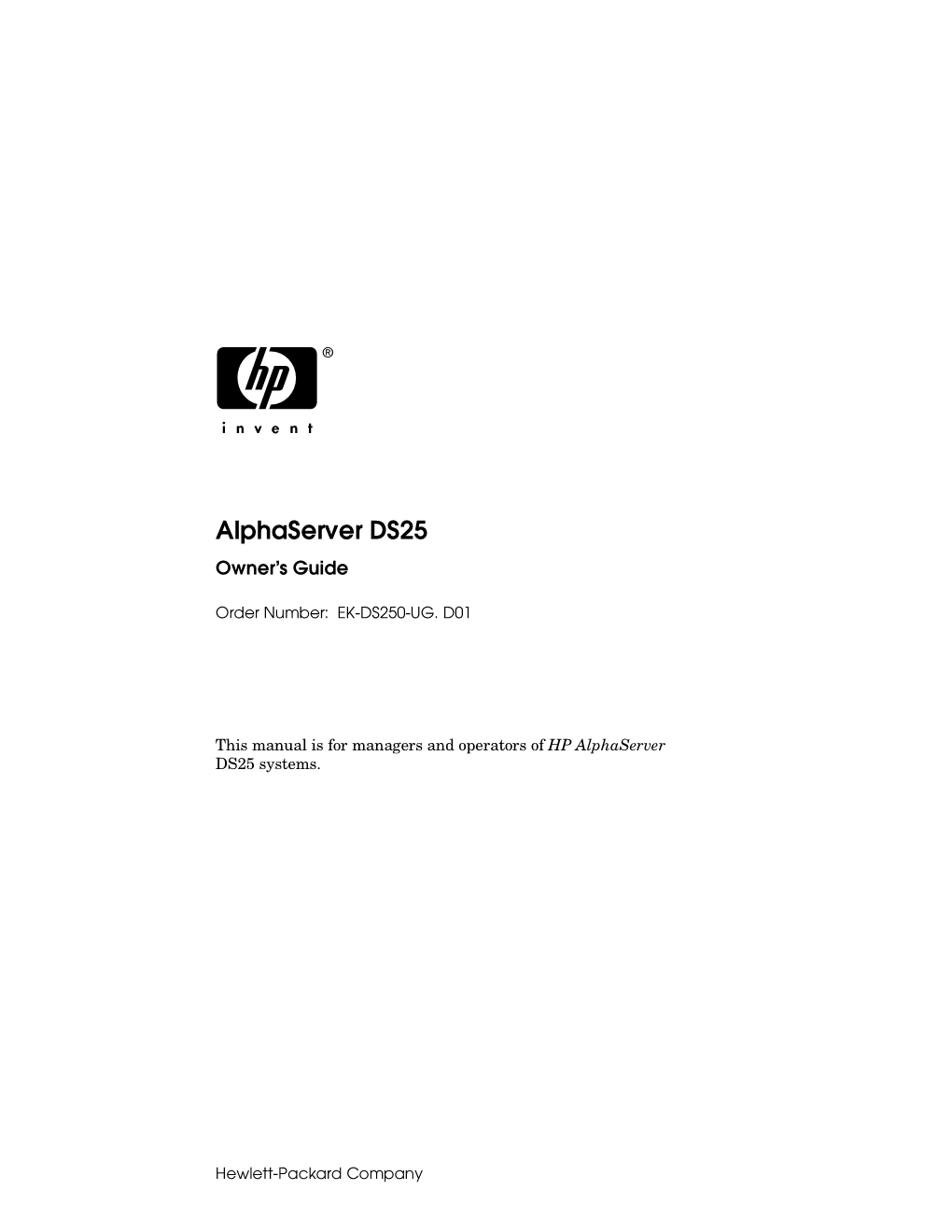 Alphaserver DS25 Owner’S Guide