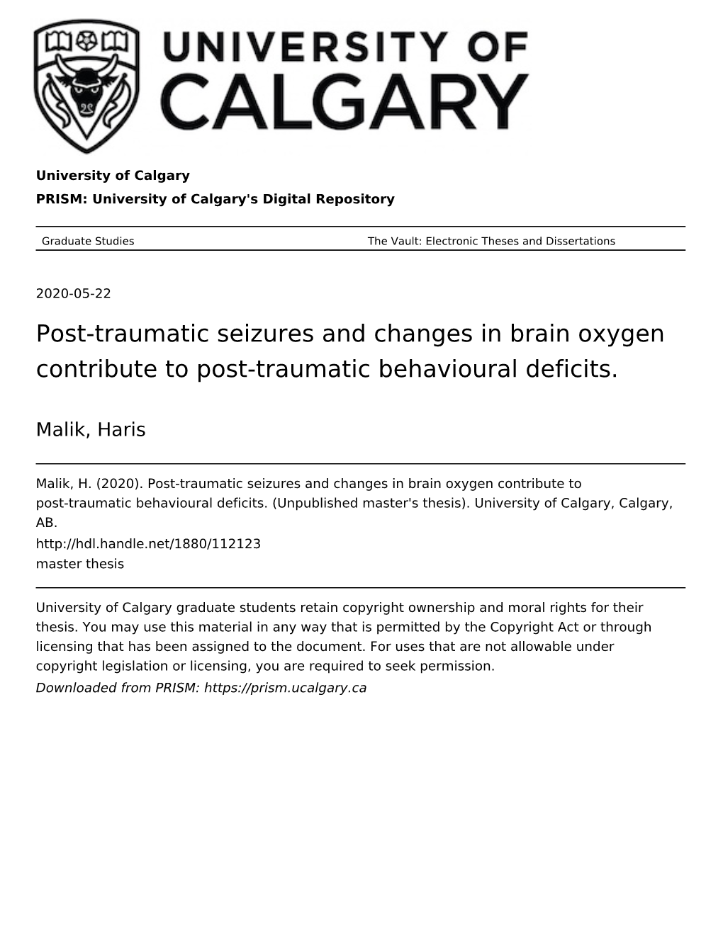 Post-Traumatic Seizures and Changes in Brain Oxygen Contribute to Post-Traumatic Behavioural Deficits