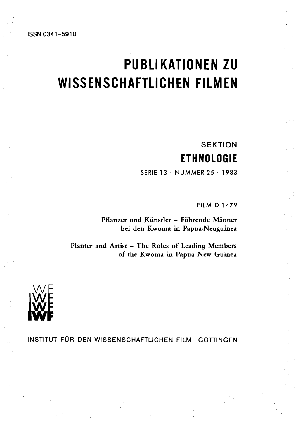 Publikationen Zu Wissenschaftlichen Filmen