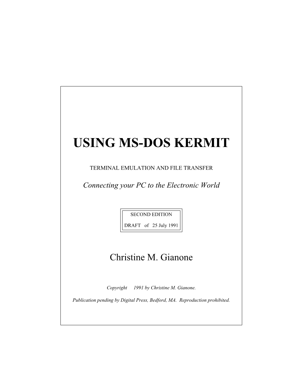 Using Ms-Dos Kermit