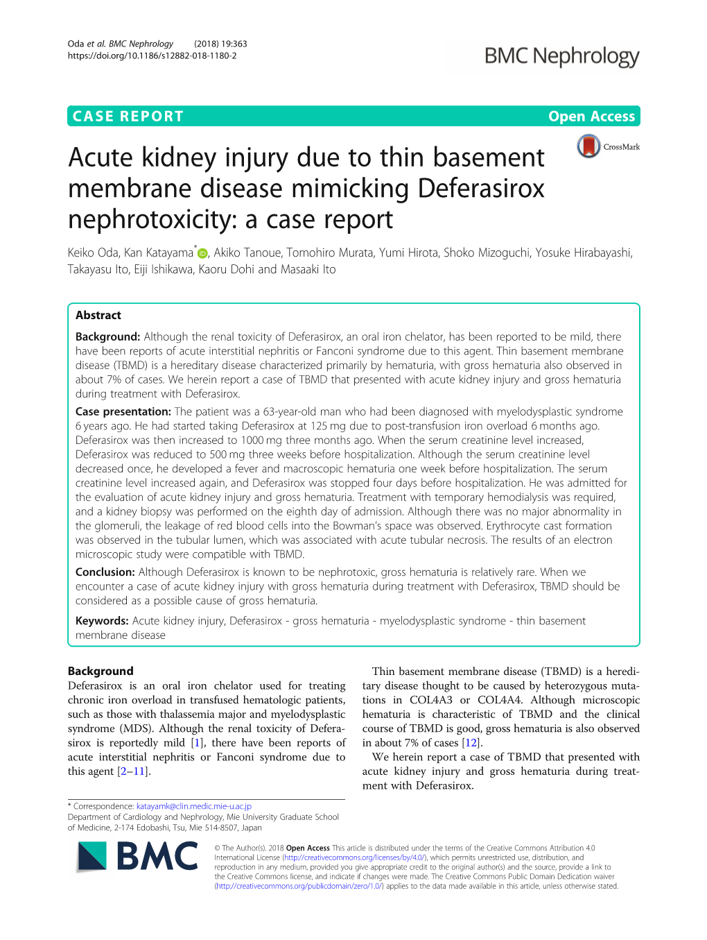 Acute Kidney Injury Due to Thin Basement