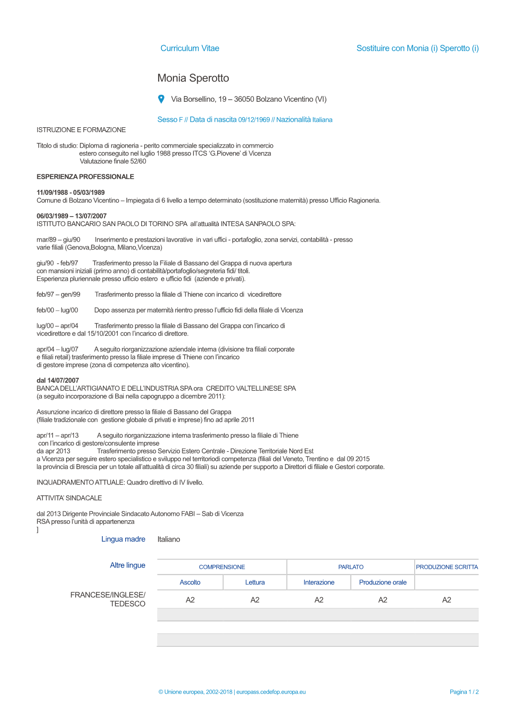 Cv Sperotto Monia Agg 08 2018