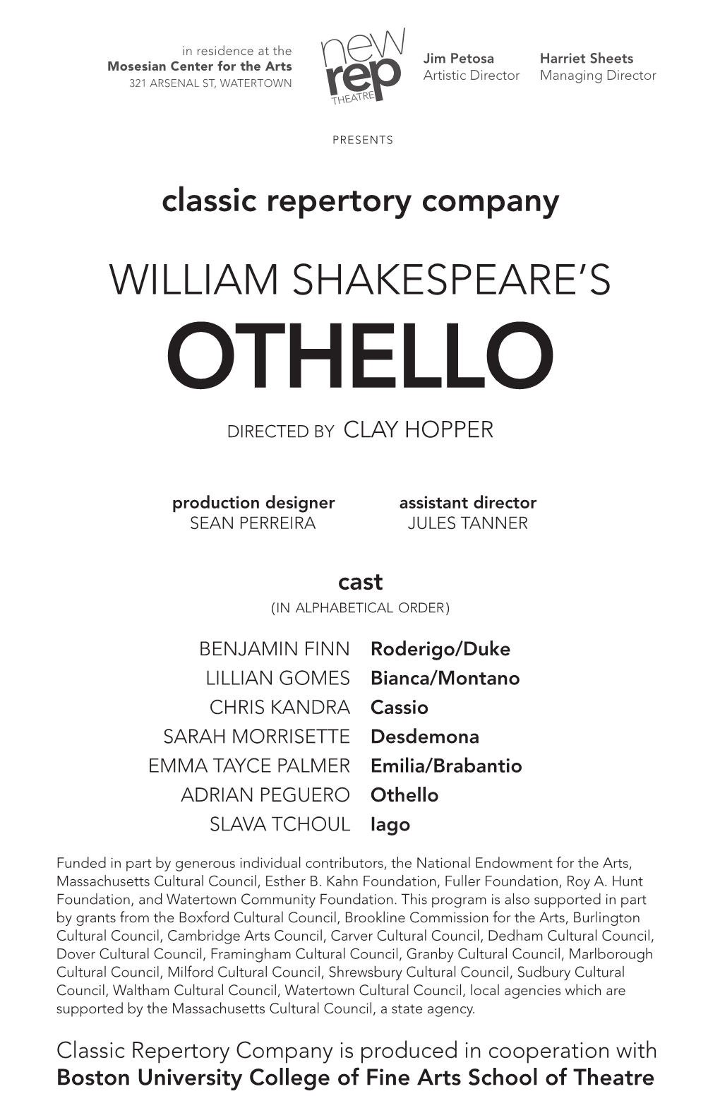 OTHELLO Directed by CLAY HOPPER