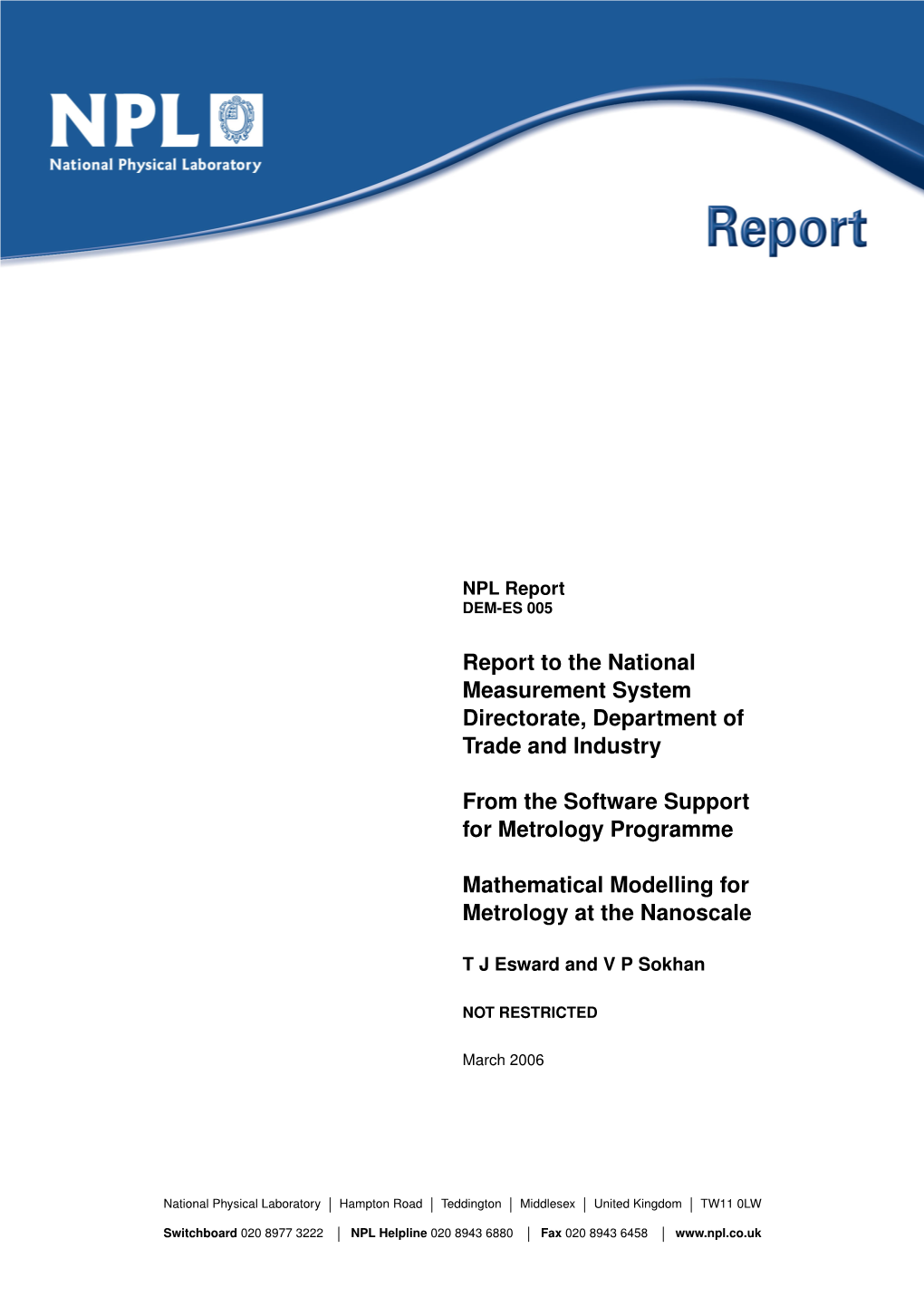 Mathematical Modelling for Metrology at the Nanoscale