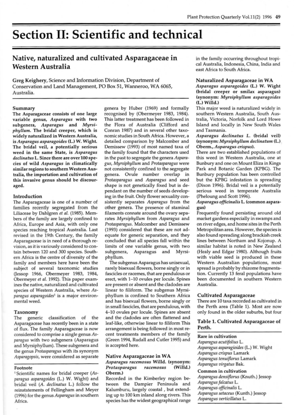 Section II: Scientific and Technical