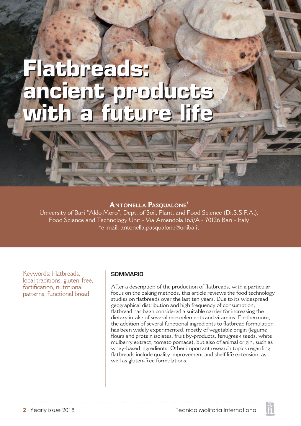 Flatbreads: Ancient Products with a Future Life