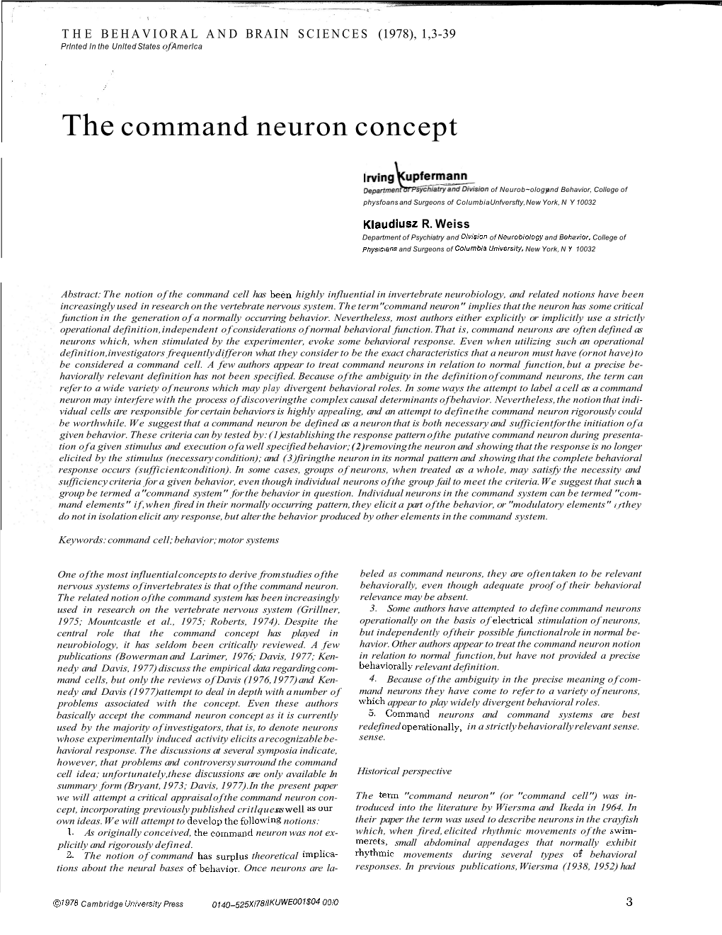 The Command Neuron Concept