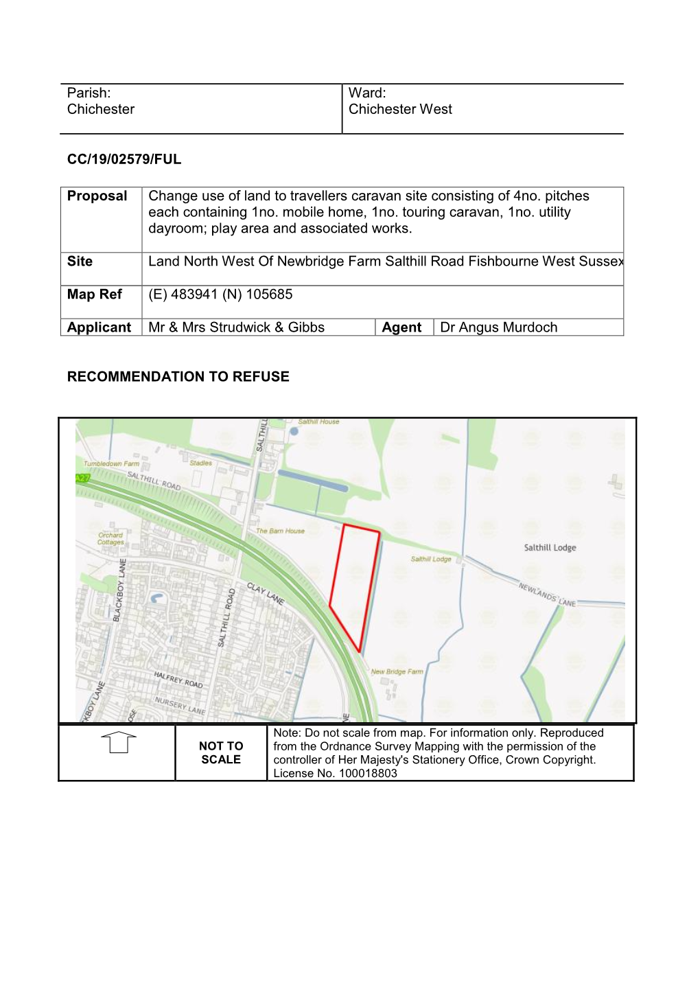 Land North West of Newbridge Farm Salthill Road Fishbourne West Sussex