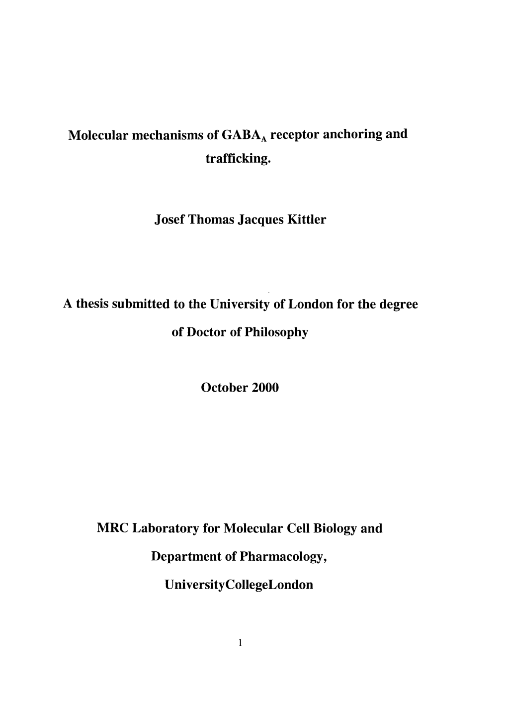 Molecular Mechanisms of GABAA Receptor Anchoring and Trafficking