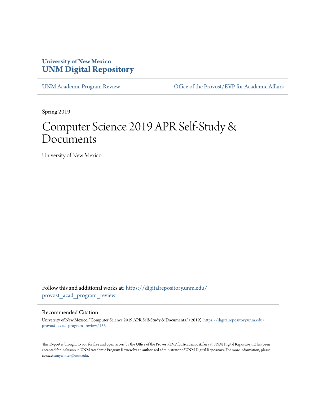 Computer Science 2019 APR Self-Study & Documents