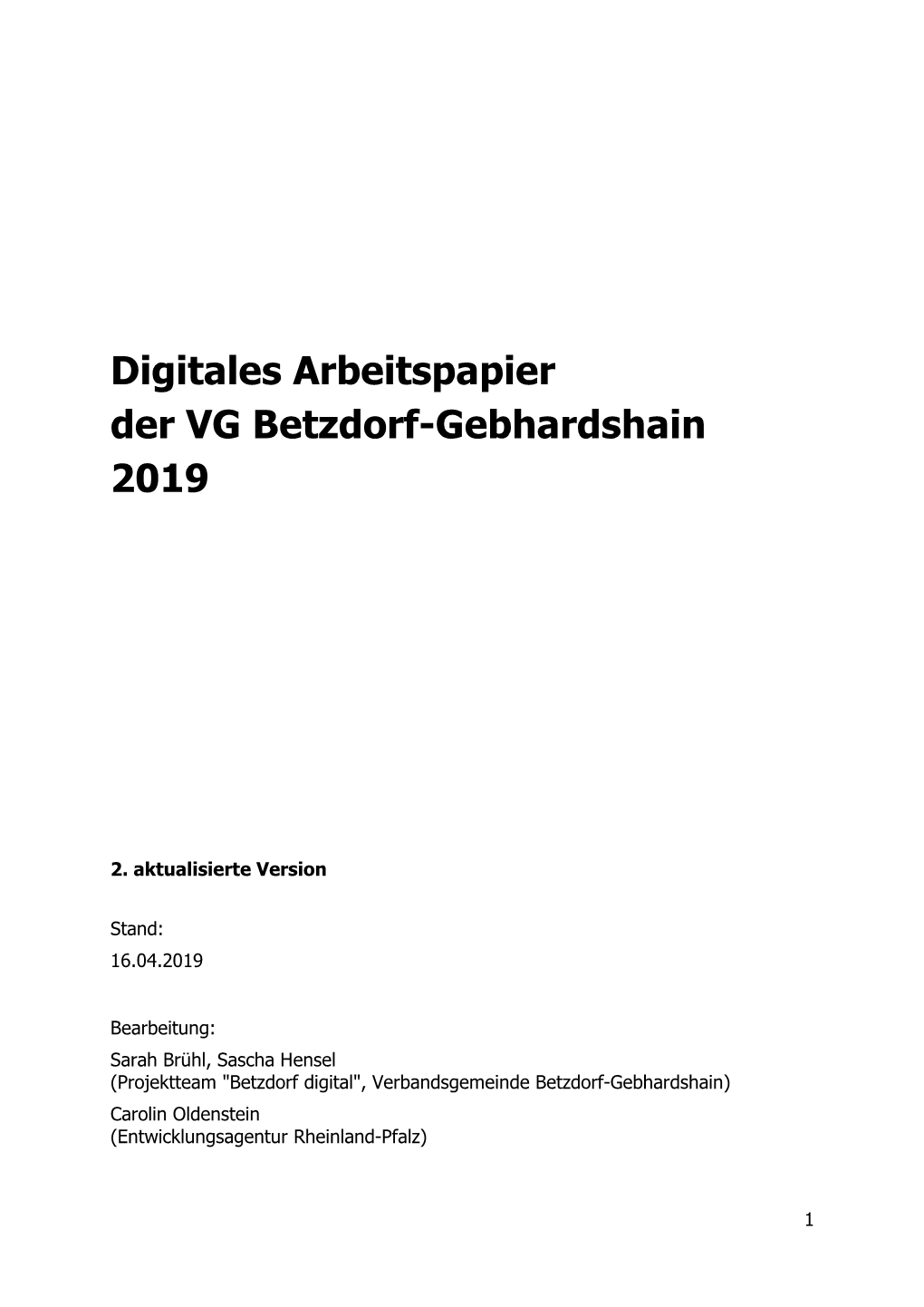 Digitales Arbeitspapier Der VG Betzdorf-Gebhardshain 2019