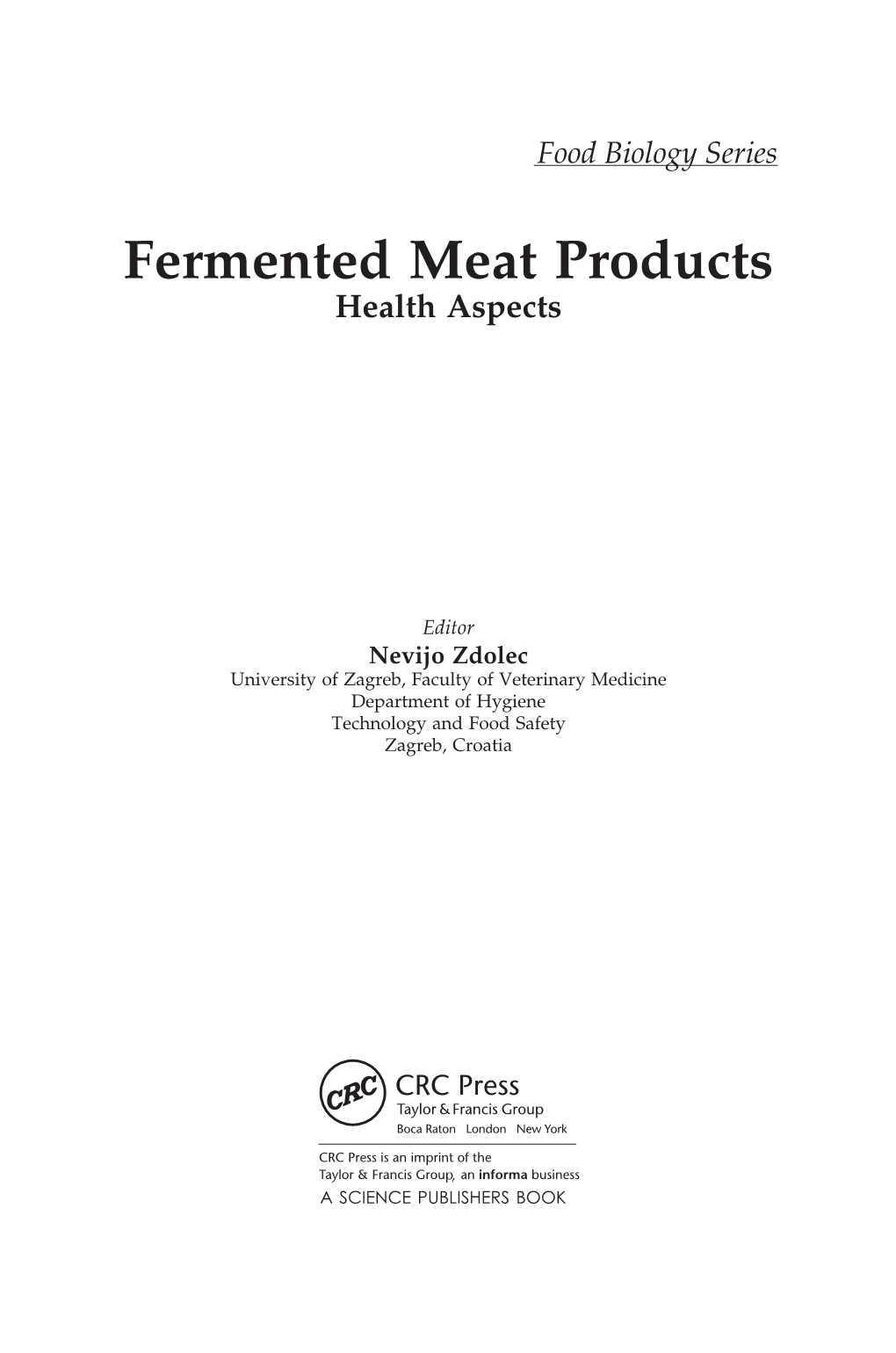 Fermented Meat Products Health Aspects