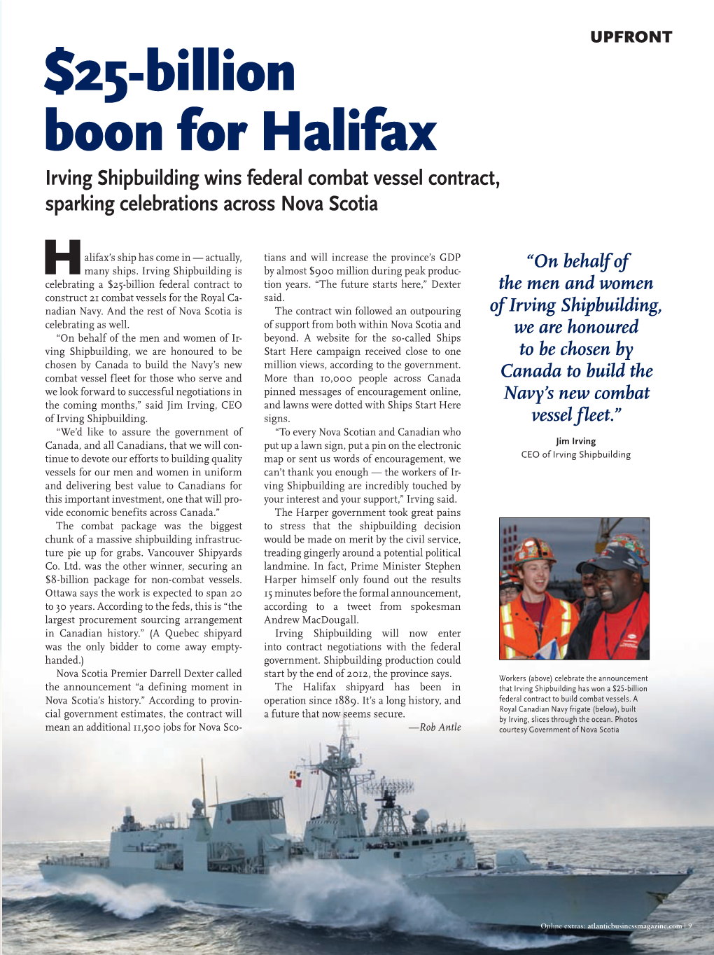 25-Billion Boon for Halifax Irving Shipbuilding Wins Federal Combat Vessel Contract, Sparking Celebrations Across Nova Scotia