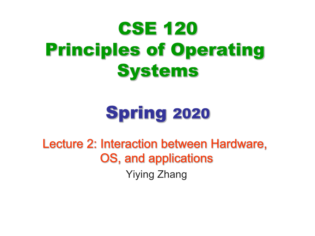 CSE 120 Principles of Operating Systems Spring 2020