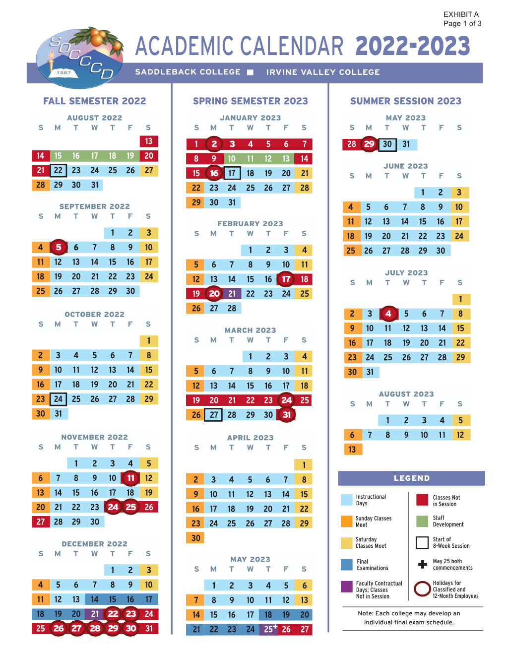 Academic Calendar 2022-2023