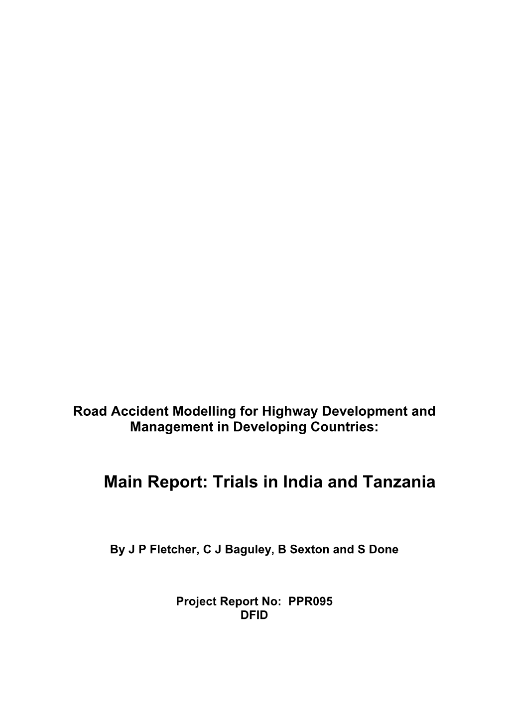 Road Accident Modelling for Highway Development and Management in Developing Countries